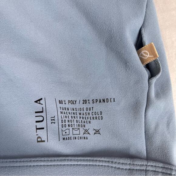 Ptula Scoopneck Bodysuit 2XL Powder Blue Thong Back Built in Bra Athleisure - Picture 4 of 6